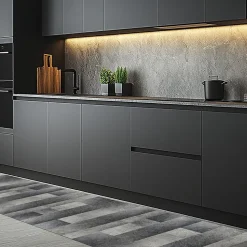 Tapis de Cuisine antidérapant en Vinyle Rectangles Sombres 50x180