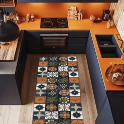 Tapis de Cuisine antidérapant en Vinyle Fleur Vintage 50x120
