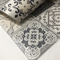 Tapis de Cuisine antidérapant en Vinyle Carreaux à Effet Vintage 50x120 cm