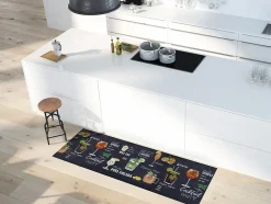 Tapis de cuisine ATTICGO noir rectangulaire dessins cocktails 52x100 cm RICCI
