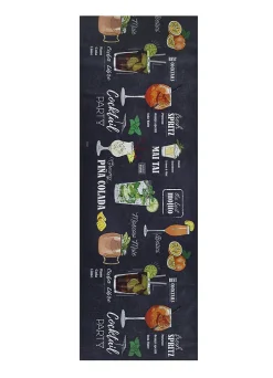 Tapis de cuisine ATTICGO noir rectangulaire dessins cocktails 52x100 cm RICCI
