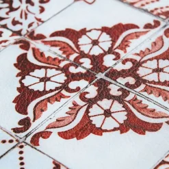 Tapis de cuisine carreaux de ciment rouge 45x120 - vinyle antidérapant
