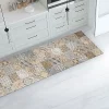 Tapis de Cuisine en Vinyle Antidérapant Carreaux de Ciment Orange 50x180