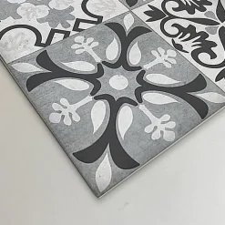 Tapis de Cuisine en Vinyle Antidérapant Tuiles Grises 50x180