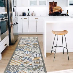 Tapis de Cuisine en Vinyle Antidérapant Cement Tiles 50x120