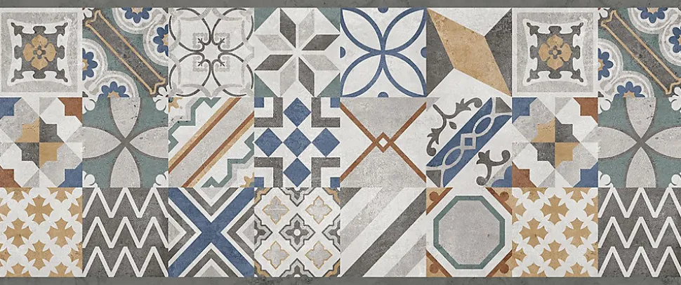Tapis de Cuisine en Vinyle Antidérapant Cement Tiles 50x240