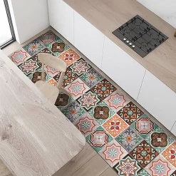 Tapis de Cuisine en Vinyle Antidérapant Tuiles Siciliennes 50x180