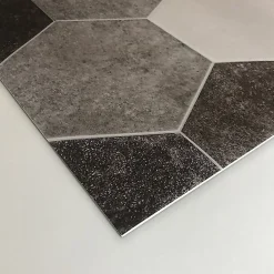 Tapis de Cuisine en Vinyle Antidérapant Hexagones Gris 50x180