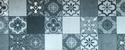 Tapis de cuisine imitation carreaux de ciment gris l.50 x L.120 cm