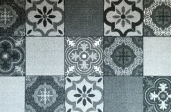 Tapis de cuisine imitation carreaux de ciment gris l.50 x L.75 cm