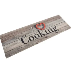 Tapis de cuisine lavable impression cuisine gris 60x180 cm