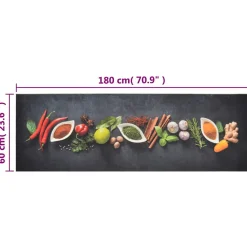 Tapis de cuisine lavable impression d épices 60x180 cm velours