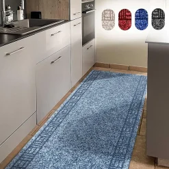 Tapis de cuisine sur mesure, Primaverum, Bleu acier 66 x 150 cm