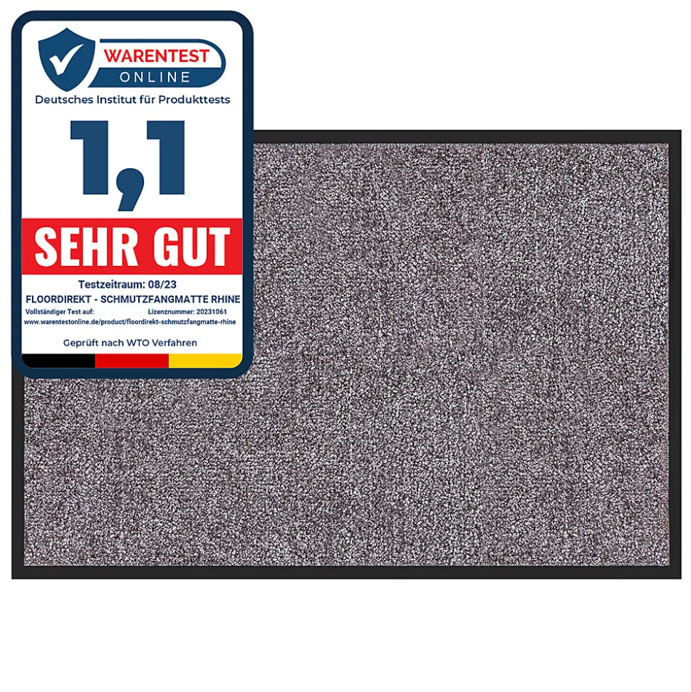 Tapis de Porte Paillasson d'entrée Rhine Gris 90 x 150 cm