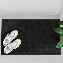 Tapis de Porte Paillasson d'entrée Rhine Noir 90 x 120 cm