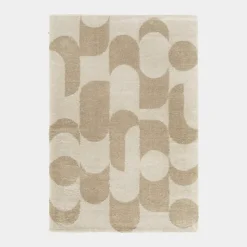 Tapis de salon en matière recyclée - Arty - Marron et beige - 80 x 150 cm