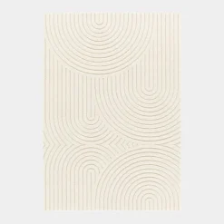 Tapis de salon en relief - Circle - Courbe crème - 200 x 290 cm