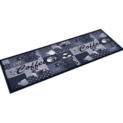 Tapis de sol de cuisine lavable Bleu café 45x150 cm
