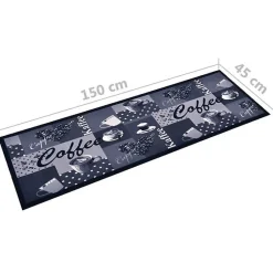 Tapis de sol de cuisine lavable Bleu café 45x150 cm