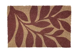 Tapis d'entrée absorbant fibres de coco feuillage terracotta L.40 x l.60 cm