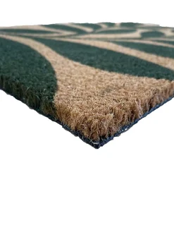 Tapis d'entrée absorbant fibres de coco feuillage vert l L.40 x l.60 cm