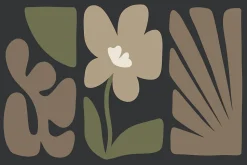 Tapis d'entrée absorbant fleur rétro beige, vert L.60 x l.40 cm Sweetsol