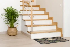 Tapis d'entrée absorbant fleur rétro beige, vert L.60 x l.40 cm Sweetsol