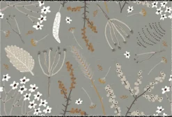 Tapis d'entrée absorbant motif fleurs sechées L.40 x l.60 cm