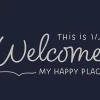 Tapis d'entrée absorbant welcome happy place bleu L.60 x l.40 cm Sweetsol