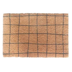 Tapis d'entrée antidérapant en fibre de coco antidérapant imprimé quadrillage L.60 x l.40cm Ornami
