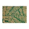 Tapis d'entrée antidérapant en fibre de coco feuillage vert L.60 x l.40cm Ornami