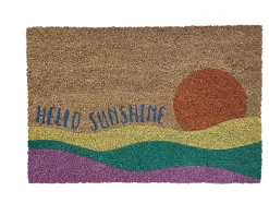 Tapis d'entrée antidérapant en fibre de coco " Hello Sunshine " multicouleurs L.60 x l.40cm