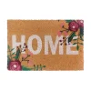 Tapis d'entrée antidérapant en fibre de coco fleuri " Home " vert L.60 x l.40cm Ornami