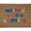 Tapis d'entrée antidérapant en fibre de coco " maison du bonheur " multicouleurs L.60 x l.40cm