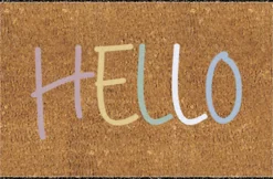 Tapis d'entrée antidérapant " Hello " pastel L.60 x l.40cm