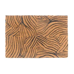 Tapis d'entrée antidérapant en fibre de coco imprimé ethnique noir L.60 x l.40cm Ornami
