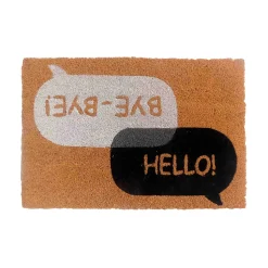 Tapis d'entrée antidérapant en fibre de coco " Hello bye bye " noir et blanc L.60 x l.40cm Ornami