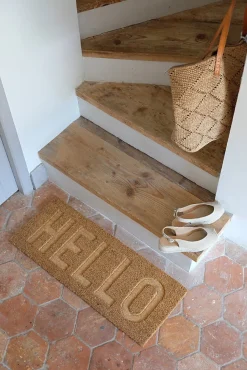 Tapis d'entrée coco hello L.75 x l.30 cm