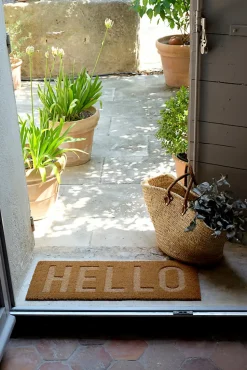 Tapis d'entrée coco hello L.75 x l.30 cm