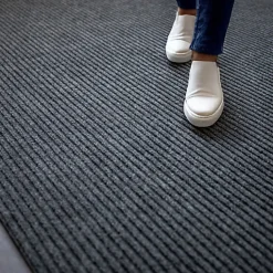 Tapis d'entrée côtelé antisalissures & antidérapant - 1er prix - Gris - Rouleau de 1m x 2m