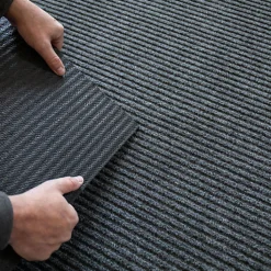 Tapis d'entrée côtelé antisalissures & antidérapant - 1er prix - Gris - Rouleau de 1m x 2m