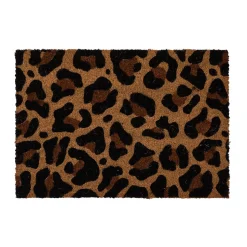 Tapis d'entrée en fibre de coco motifs léopard noir et marron L.60 x l.40cm