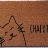 Tapis d'entrée en fibre de coco chat " chalut " noir et écru L.60 x l.40cm