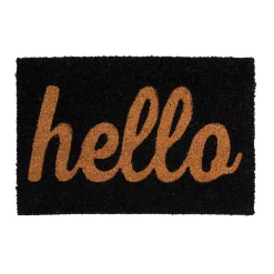 Tapis d'entrée en fibre de coco à motifs imprimé typographique noir L.60 x l.4 L.75 x l.45 x ep.1,5 cm
