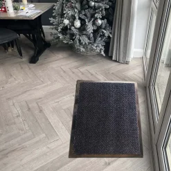 Tapis d'entrée polypropylène Boykins GoodHome gris foncé L.60 x l.90 cm