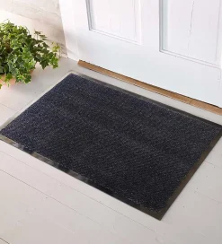 Tapis d'entrée polypropylène Boykins GoodHome gris foncé L.150 x l.90 cm