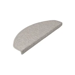 Tapis d'escalier Sabang Aspect Sisal, Argent, Demi-circulaire 23,5 x 65 cm
