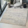 Tapis design vintage à poils courts en laine synthétique et feutre résistant et lavable