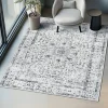Tapis design vintage à poils courts en laine synthétique et feutre résistant et lavable