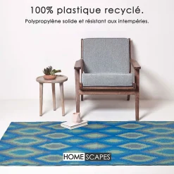 Tapis d'extérieur réversible rectangulaire - amber - bleu - 150 x 240 cm - HOMESCAPES